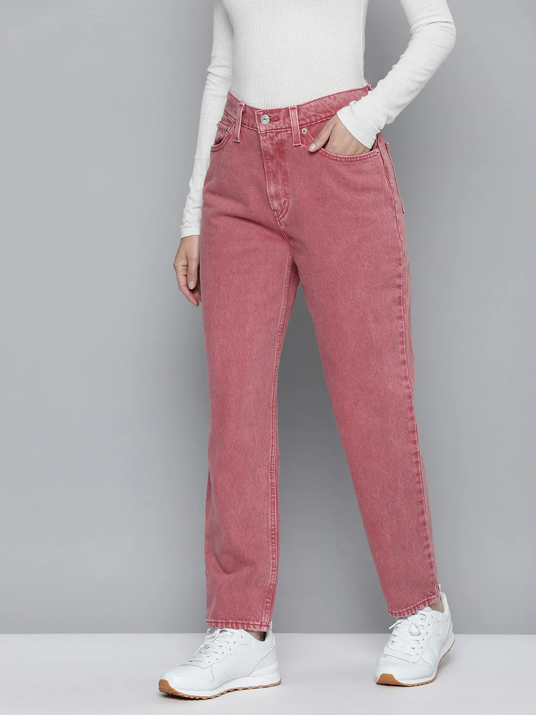 Women's 80s Mom Pink Loose Fit High Rise Jeans - Image 2