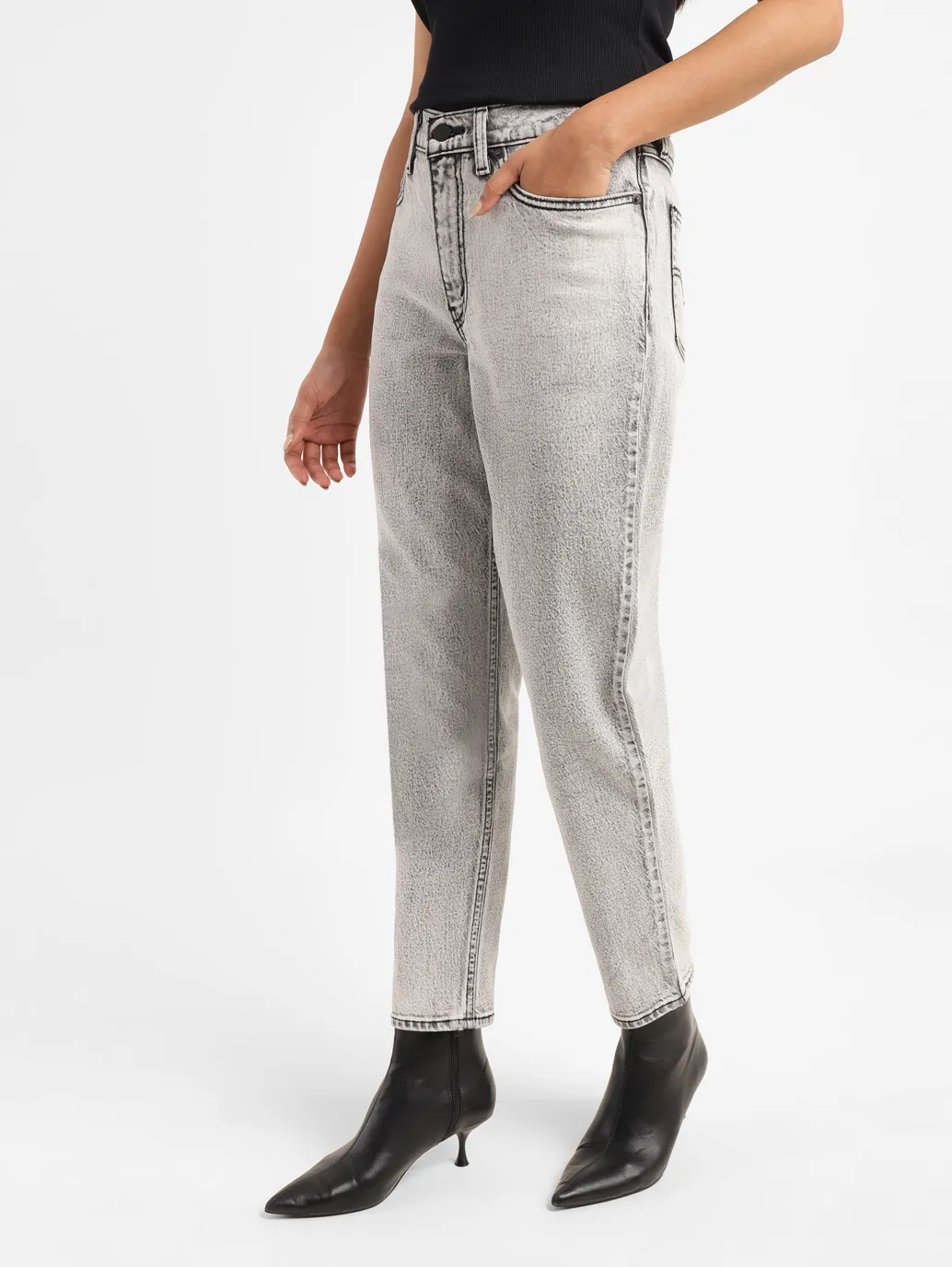 Women's 80s Mom Grey Loose Fit High Rise Jeans - Image 4