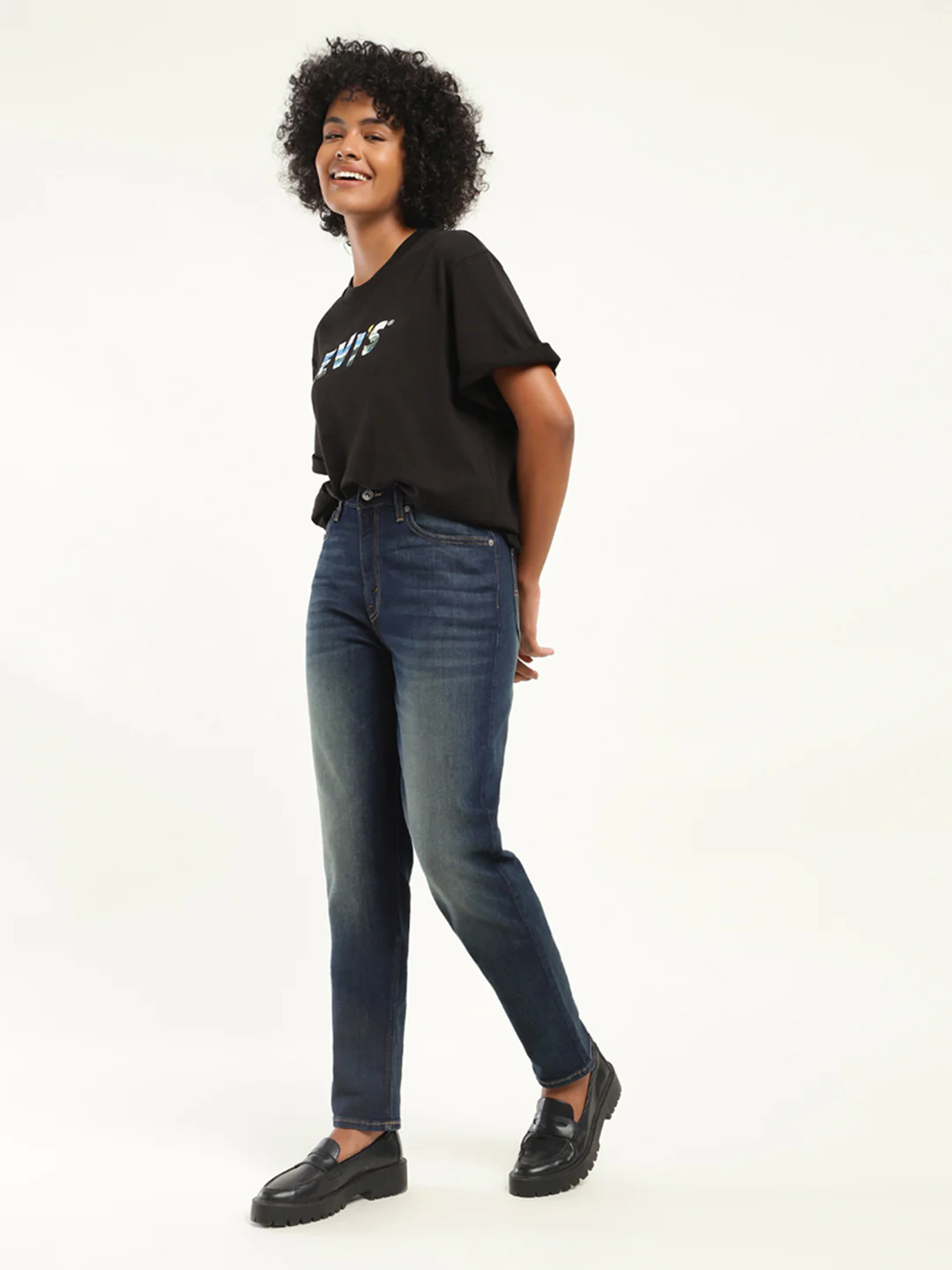 Women's 80s Mom Blue Loose Fit High Rise Jeans