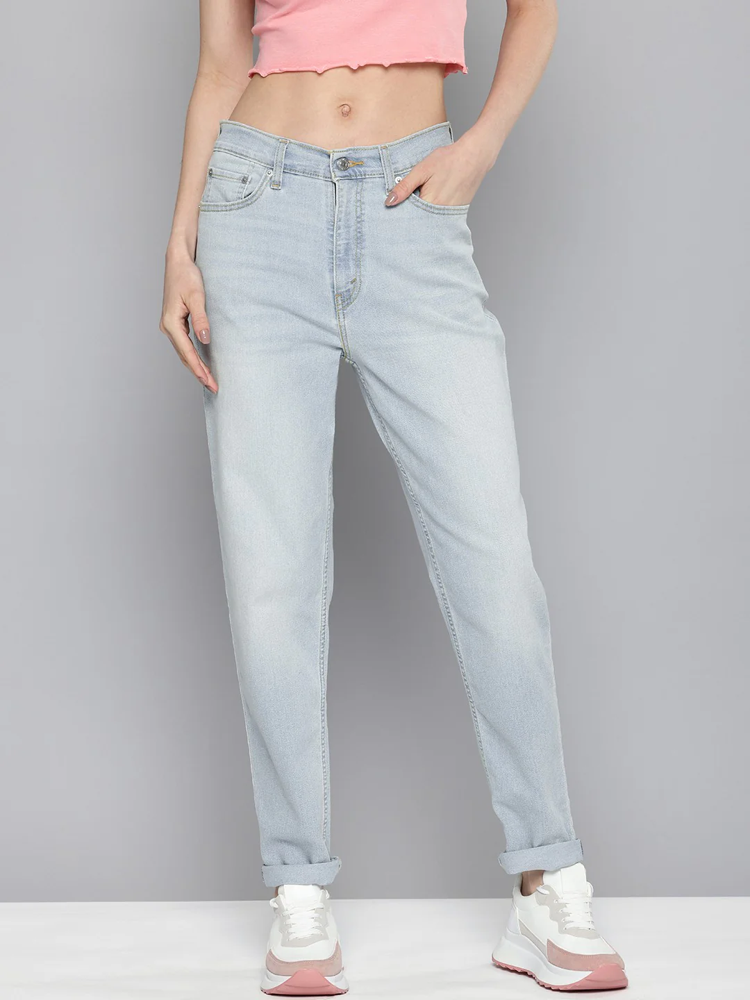 Women's 80s Mom Blue Loose Fit High Rise Jeans - Image 2