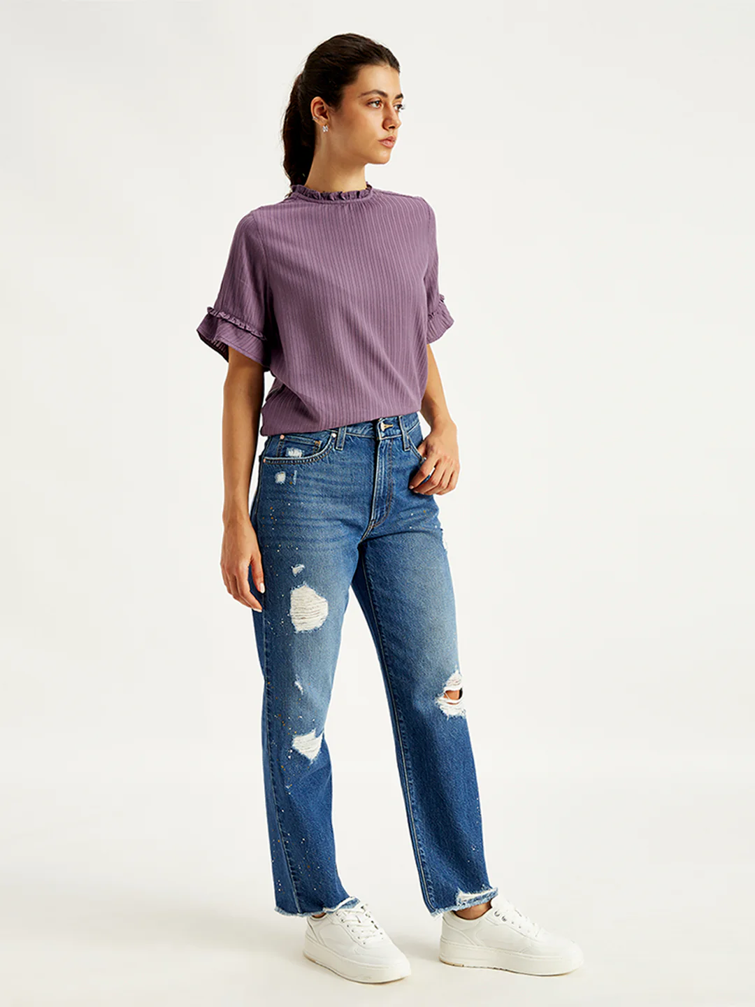 Women's 94 Blue Baggy Fit Mid Rise Jeans - Image 3