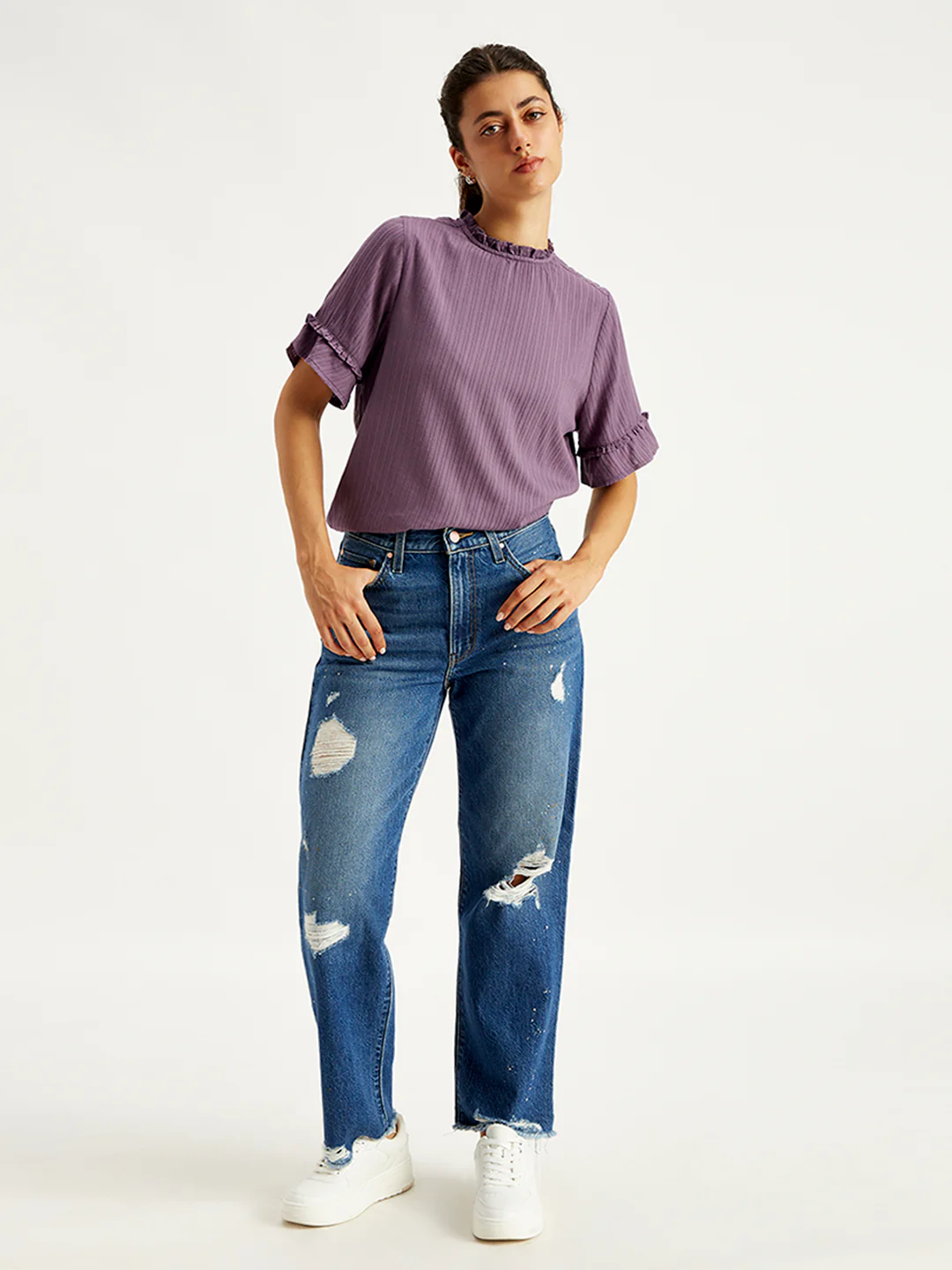 Women's 94 Blue Baggy Fit Mid Rise Jeans - Image 6