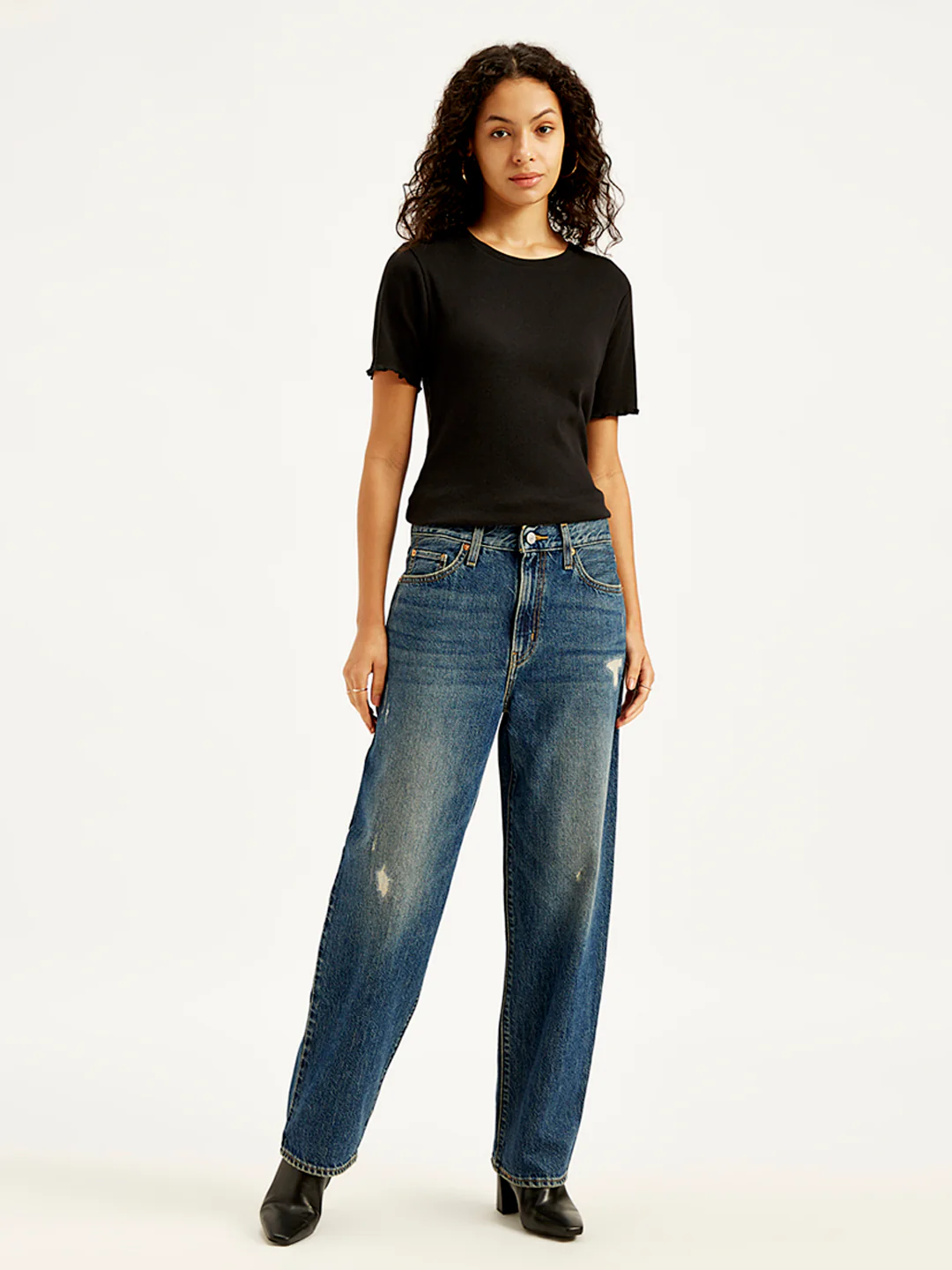 Women's 94 Blue Baggy Fit Mid Rise Jeans