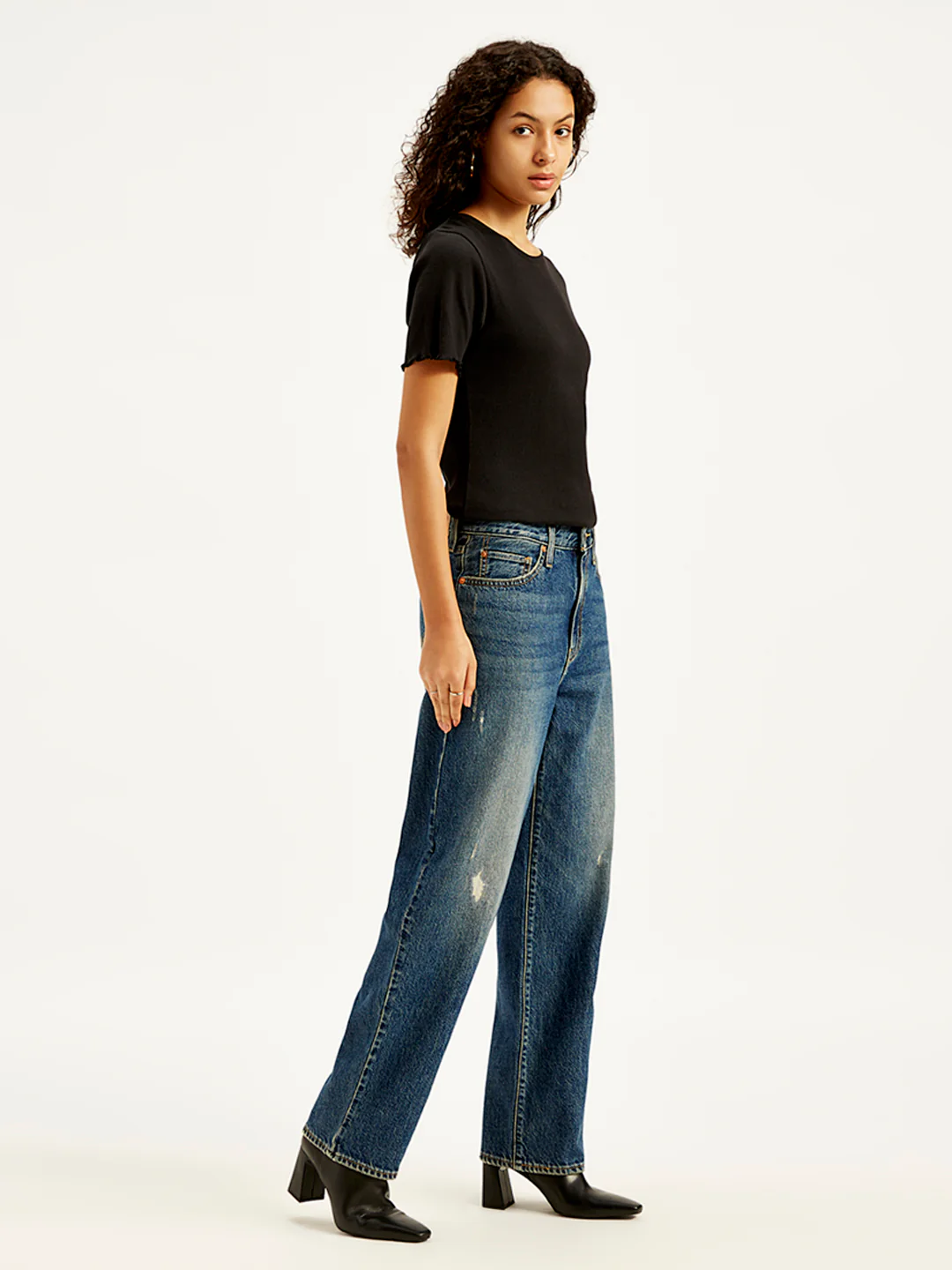 Women's 94 Blue Baggy Fit Mid Rise Jeans - Image 3