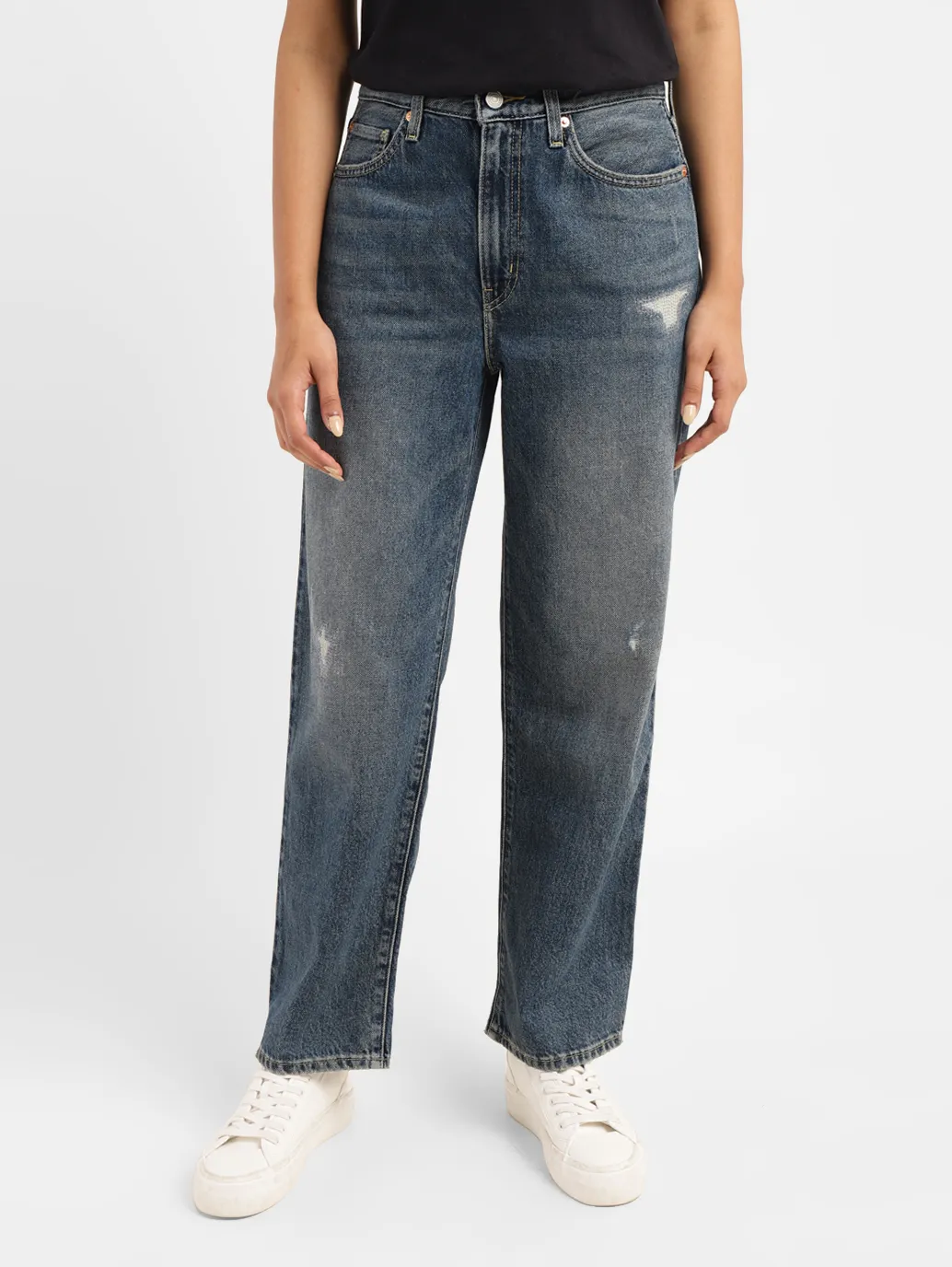 Women's 94 Blue Baggy Fit Mid Rise Jeans - Image 2