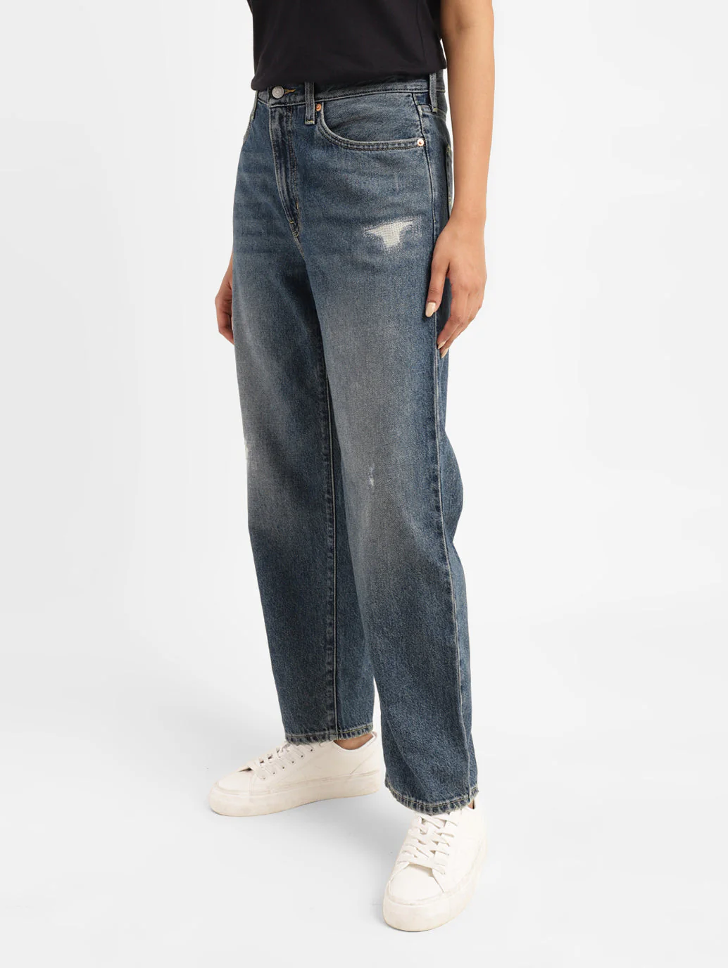 Women's 94 Blue Baggy Fit Mid Rise Jeans - Image 6