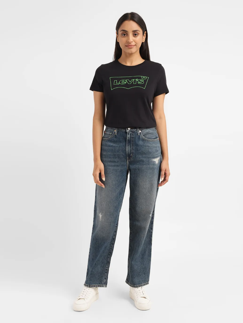 Women's 94 Blue Baggy Fit Mid Rise Jeans - Image 8