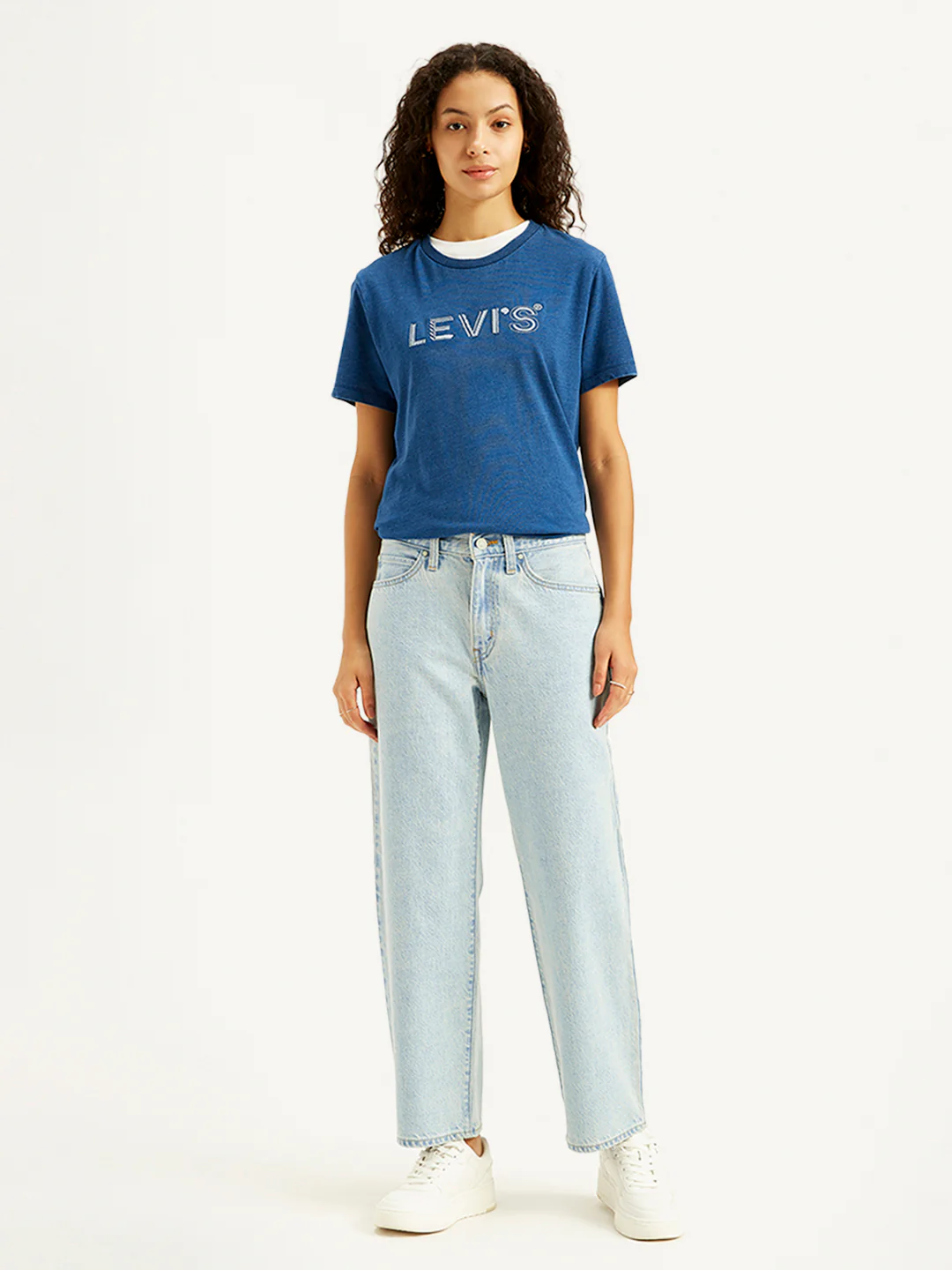 Women's 94 Light Blue Baggy Fit Mid Rise Jeans