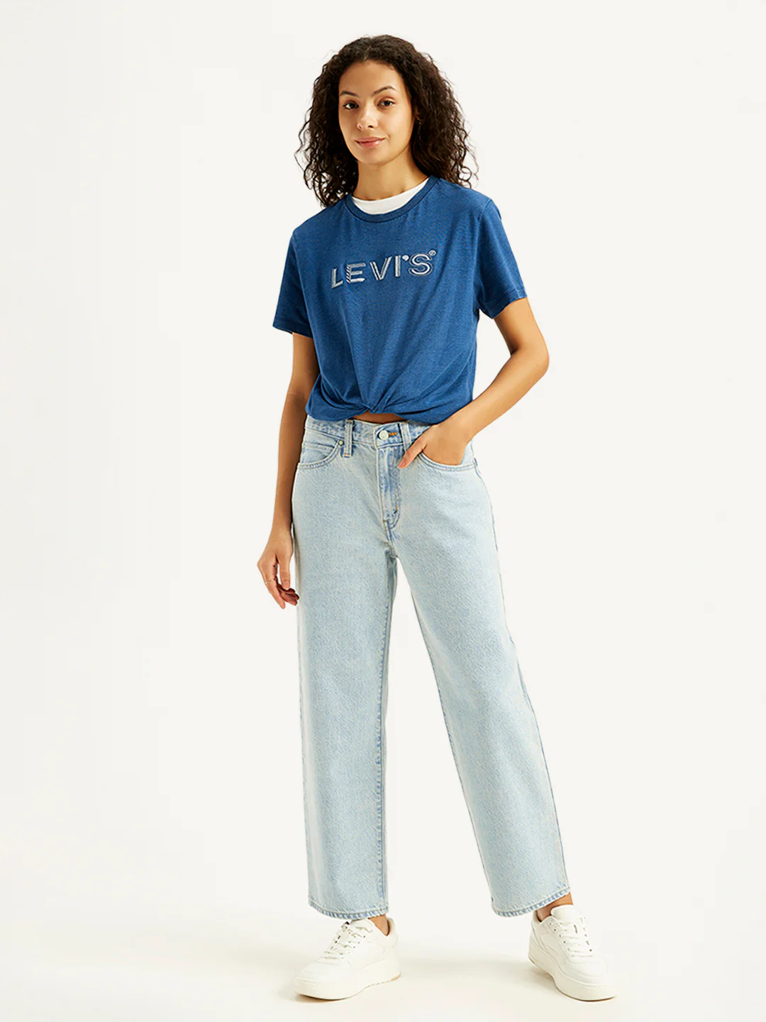 Women's 94 Light Blue Baggy Fit Mid Rise Jeans - Image 6