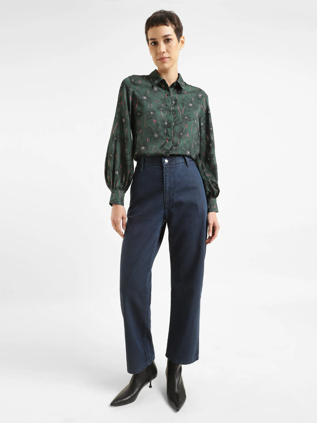 Women's 94 Blue Baggy Fit Mid Rise Jeans - Image 2