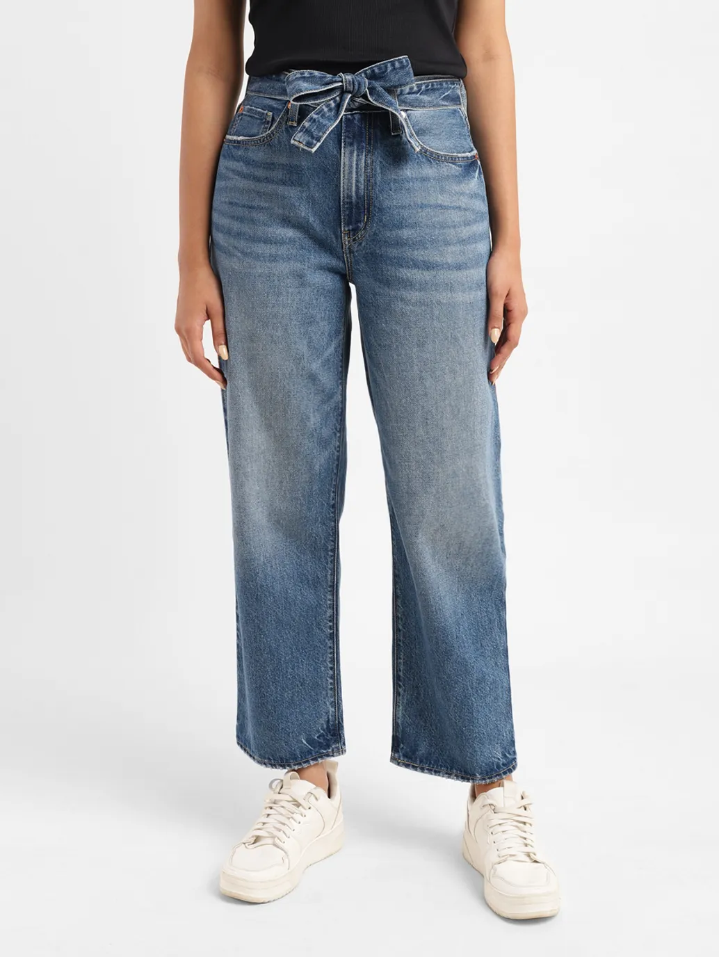 Women's 94 Blue Baggy Wide Leg Fit Mid Rise Jeans - Image 2