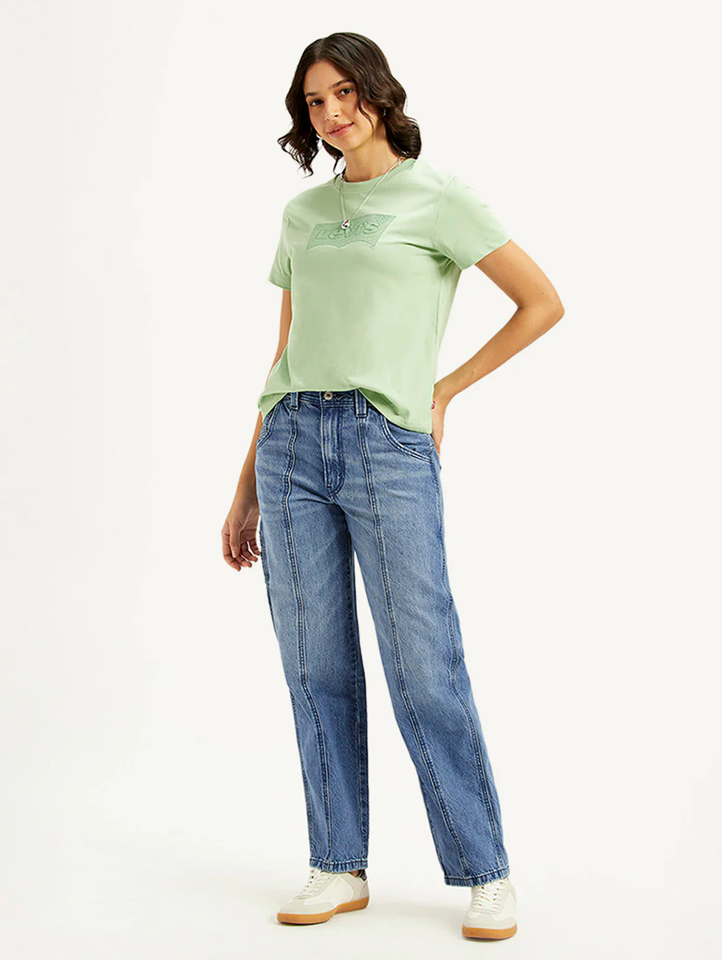 Women's Blue Baggy Fit Mid Rise Carpenter Jeans