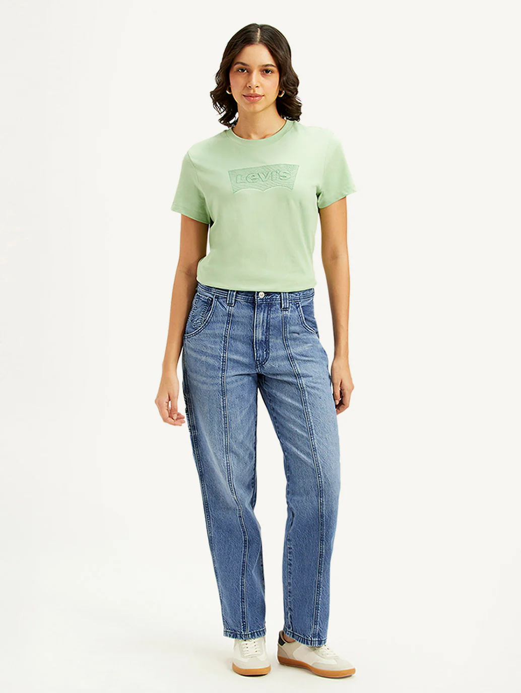 Women's Blue Baggy Fit Mid Rise Carpenter Jeans - Image 2