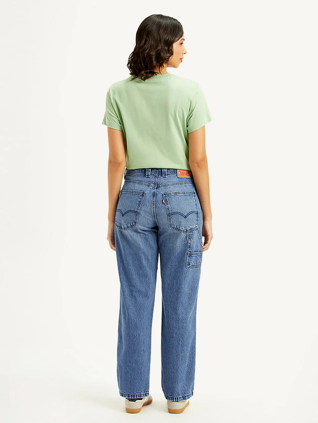 Women's Blue Baggy Fit Mid Rise Carpenter Jeans - Image 3