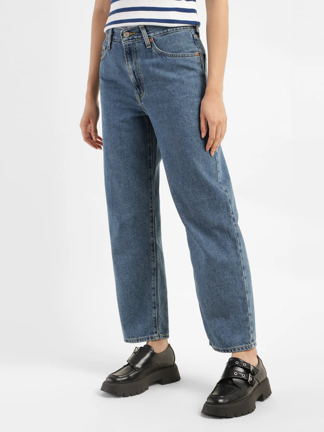 Women's 94 Blue Baggy Fit Mid Rise Jeans - Image 3