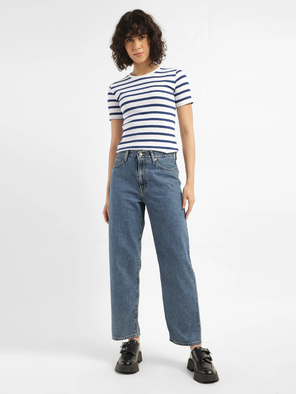 Women's 94 Blue Baggy Fit Mid Rise Jeans - Image 7