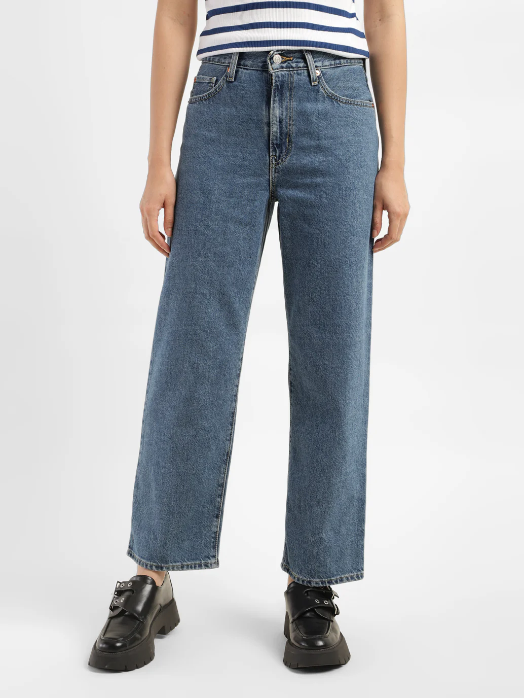 Women's 94 Blue Baggy Fit Mid Rise Jeans - Image 8