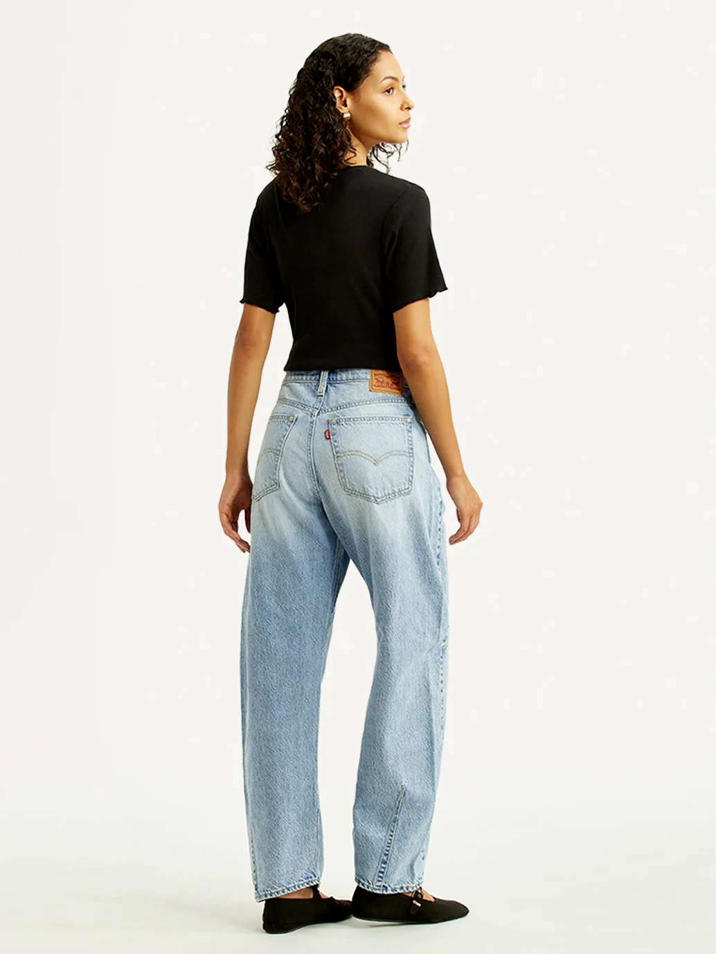 Women's Light Blue Baggy Dad Barrel Fit High Rise Jeans - Image 4