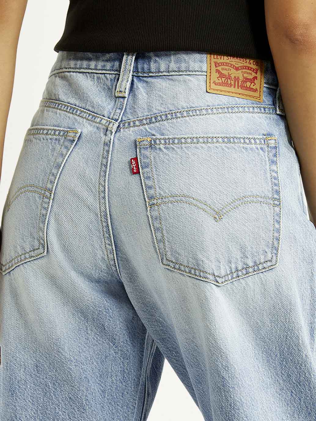 Women's Light Blue Baggy Dad Barrel Fit High Rise Jeans - Image 5
