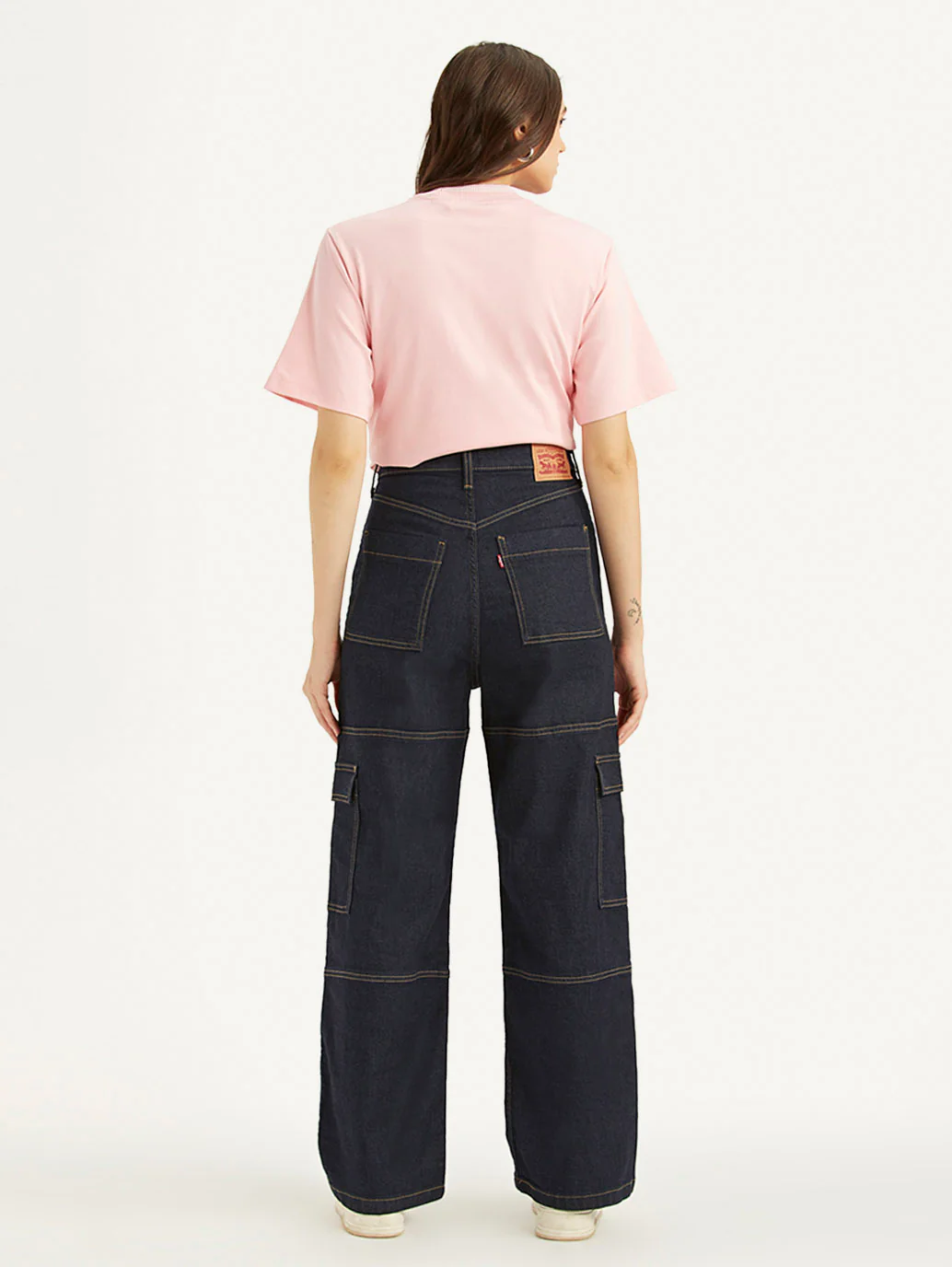 Women's Navy Blue Baggy Fit High Rise Jeans - Image 3