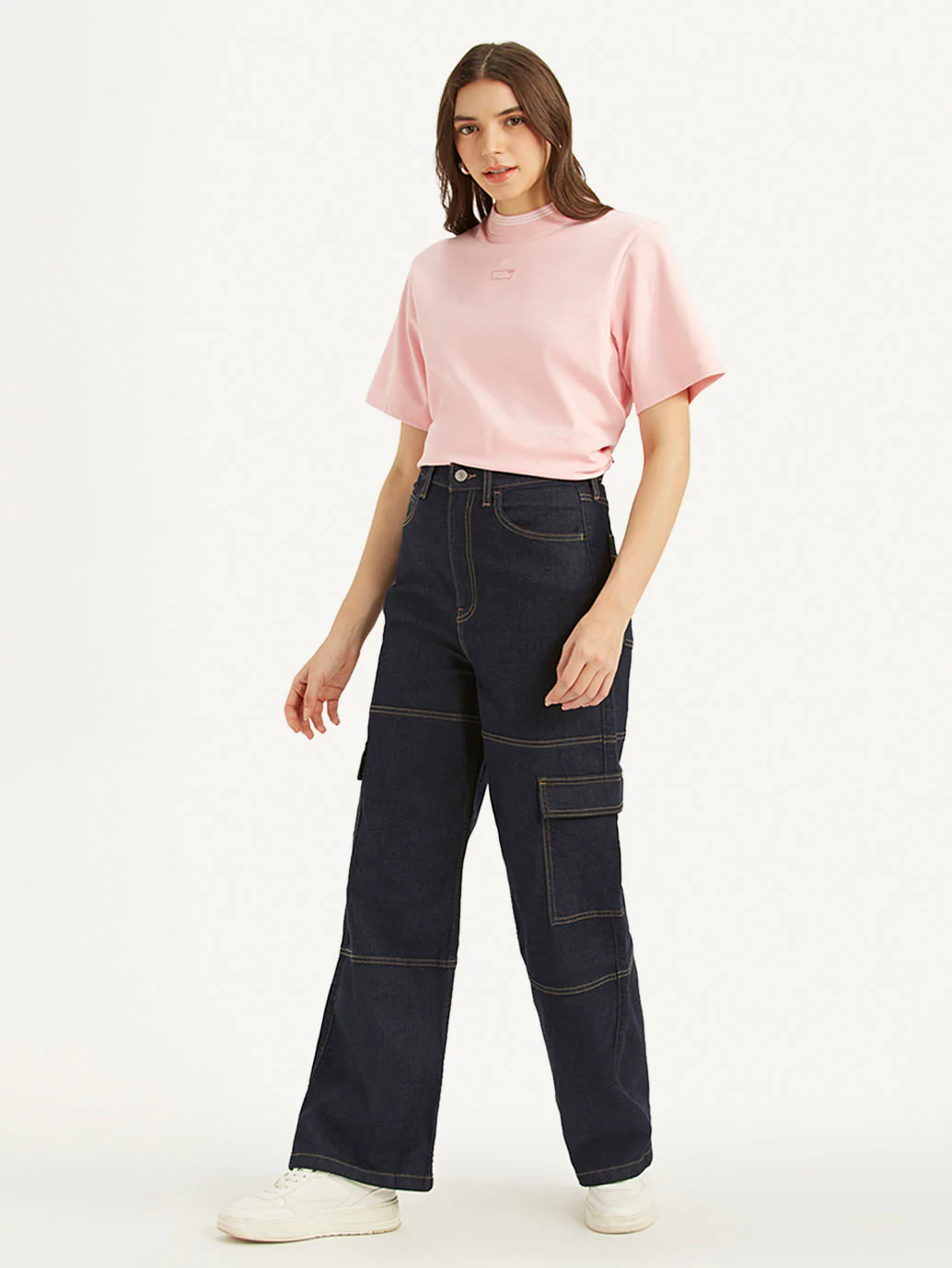 Women's Navy Blue Baggy Fit High Rise Jeans - Image 5