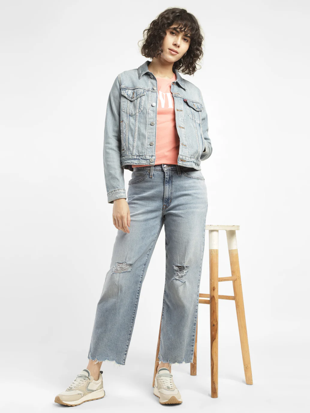 Women's 94 Blue Baggy Fit Mid Rise Jeans