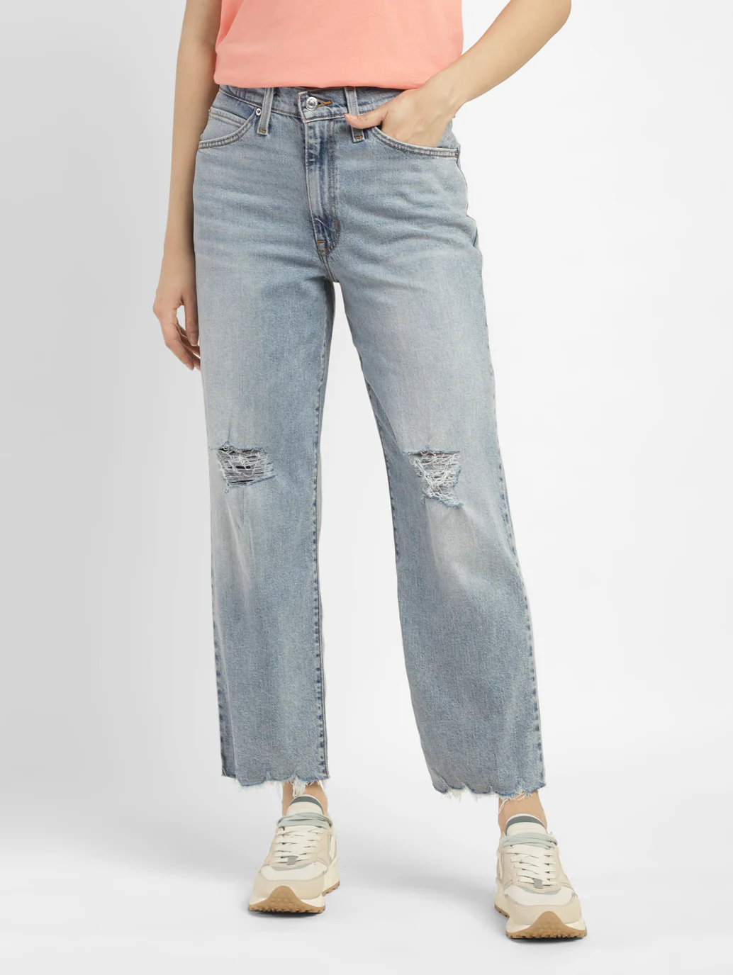 Women's 94 Blue Baggy Fit Mid Rise Jeans - Image 8