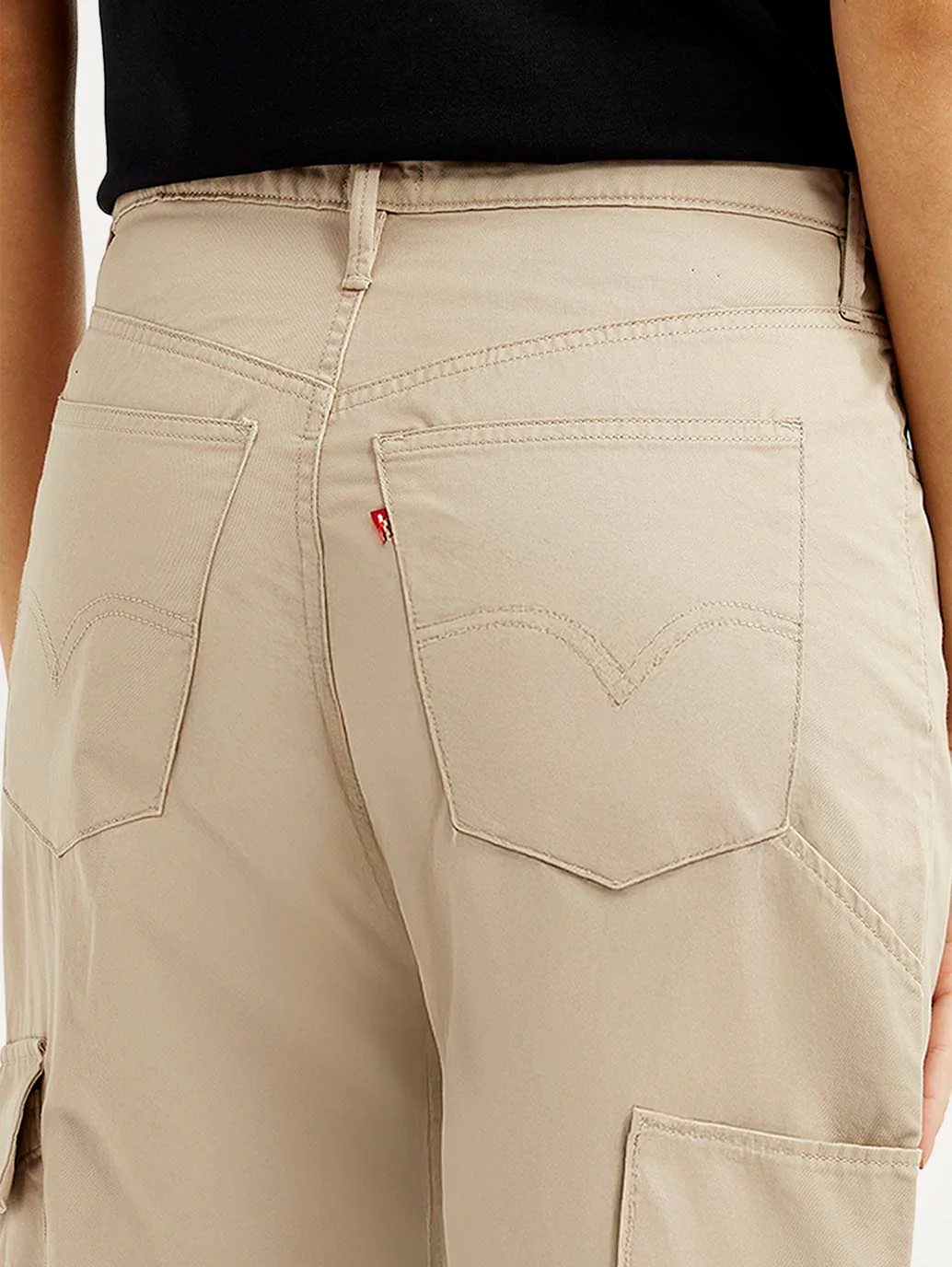 Women's High Rise Beige Ribcage Straight Fit Cargo Trousers - Image 5