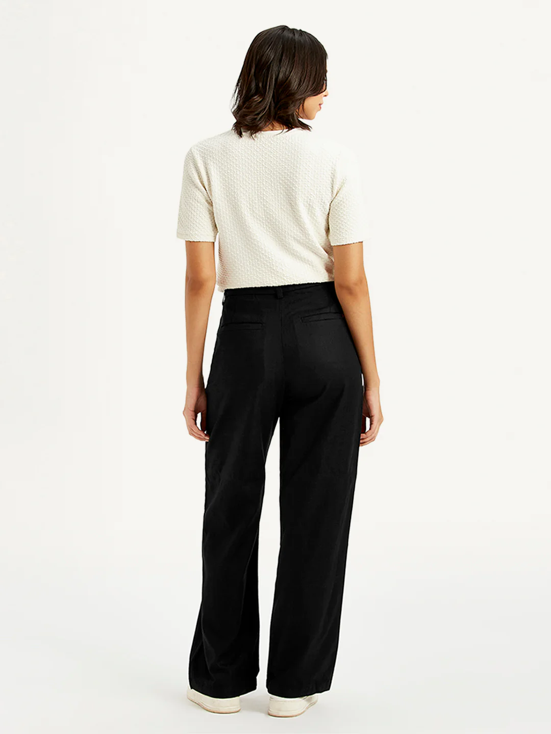 Women's High Rise Black Loose Fit Trousers - Image 3