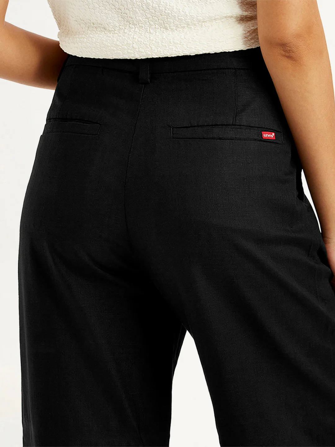 Women's High Rise Black Loose Fit Trousers - Image 5