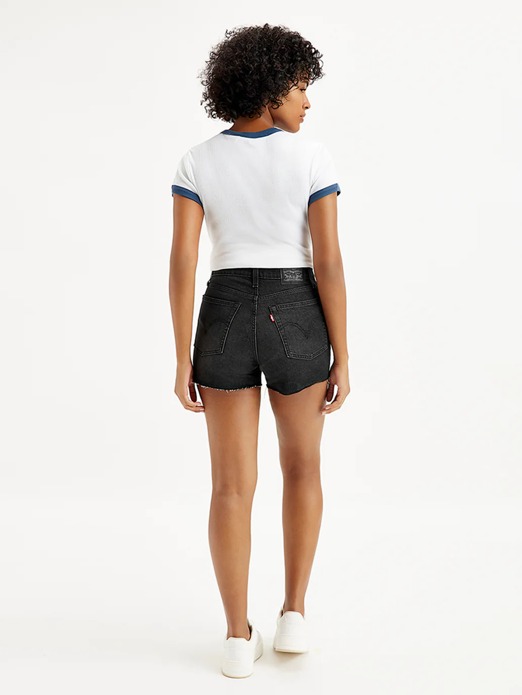 Women's High Rise Black Regular Fit Denim Shorts - Image 2