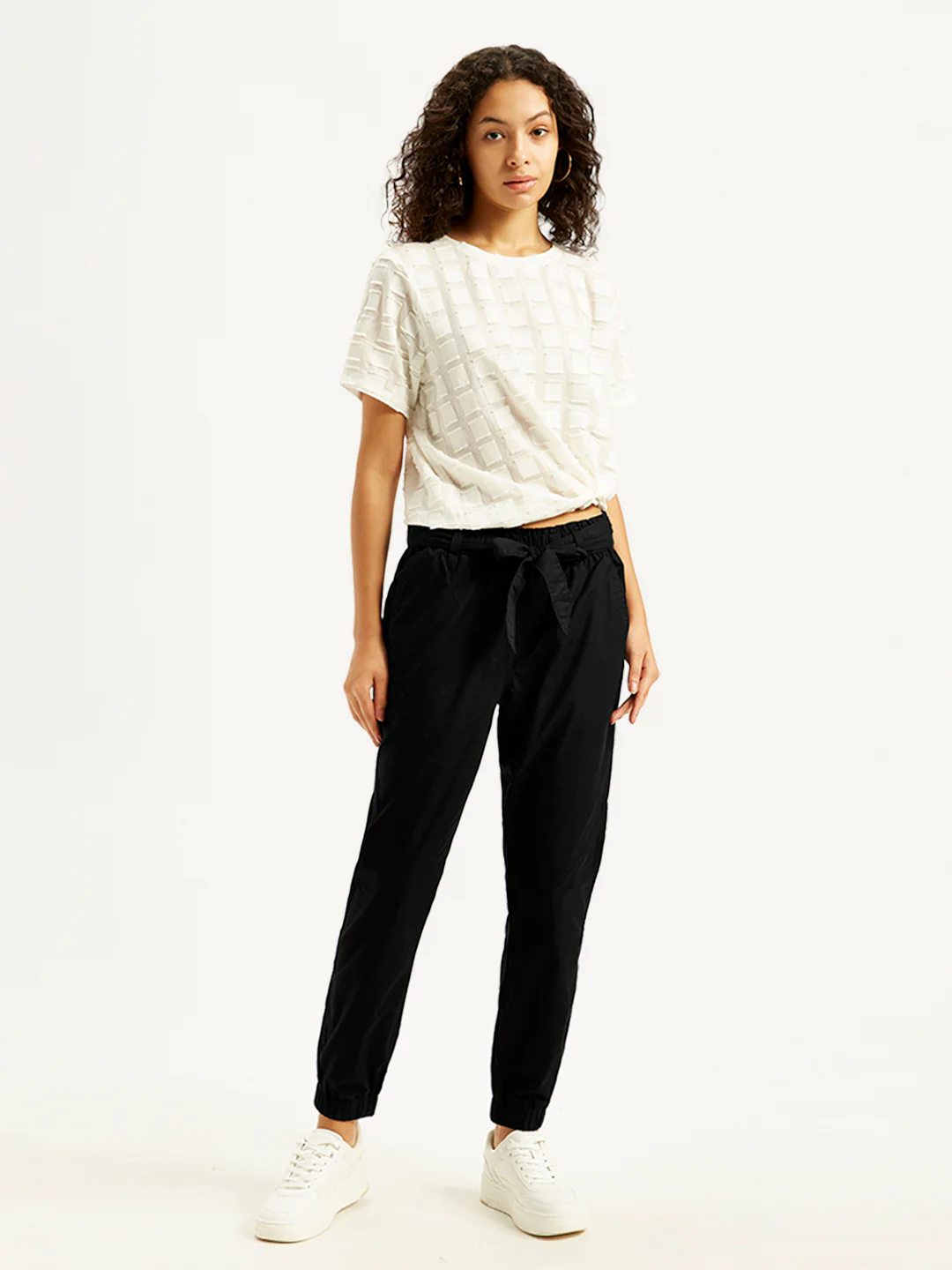 Women's High Rise Black Regular Fit Joggers