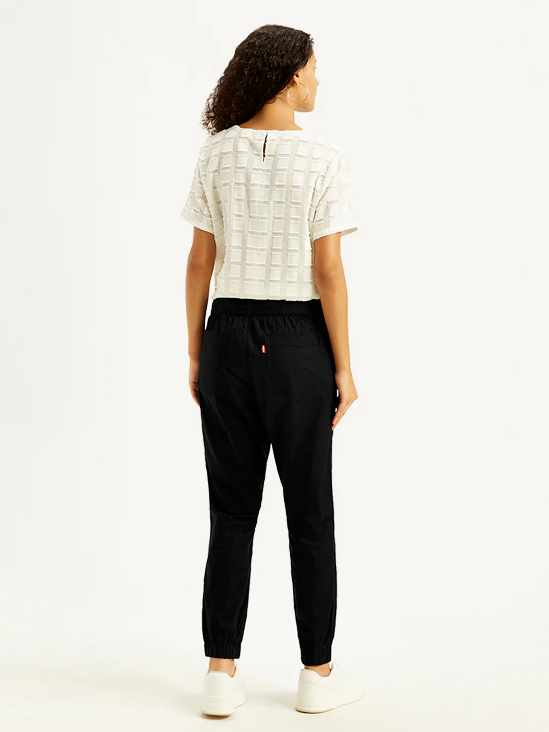 Women's High Rise Black Regular Fit Joggers - Image 2