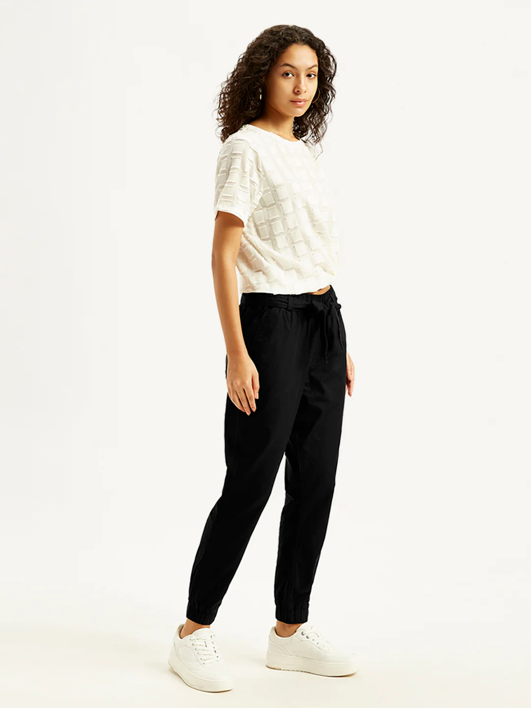Women's High Rise Black Regular Fit Joggers - Image 3