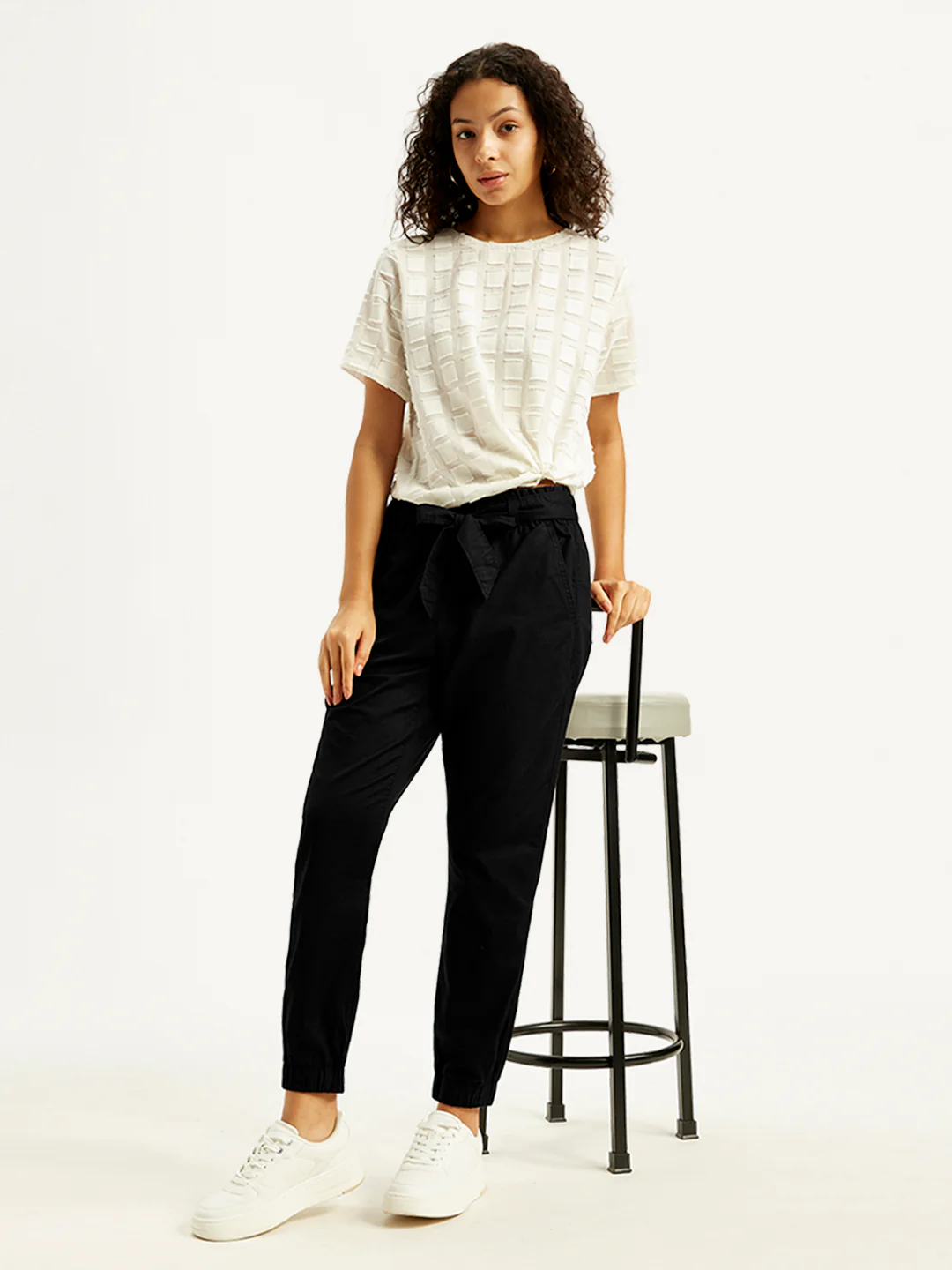 Women's High Rise Black Regular Fit Joggers - Image 5