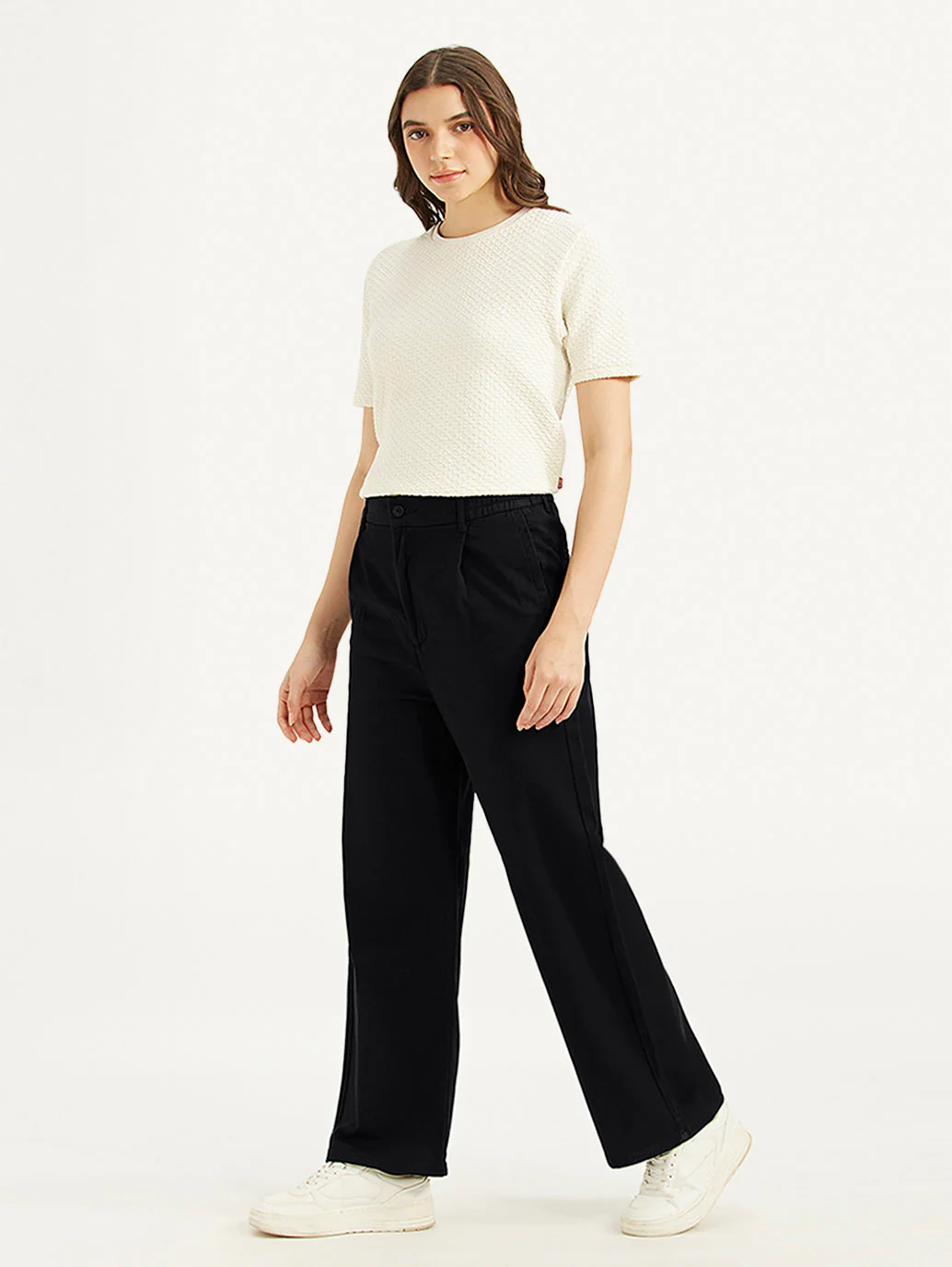 Women's High Rise Black Wide Leg Trousers - Image 4