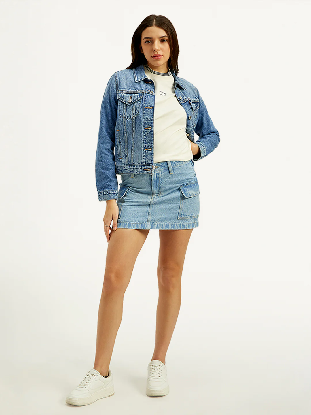 Women's High Rise Blue A-Line Skirt
