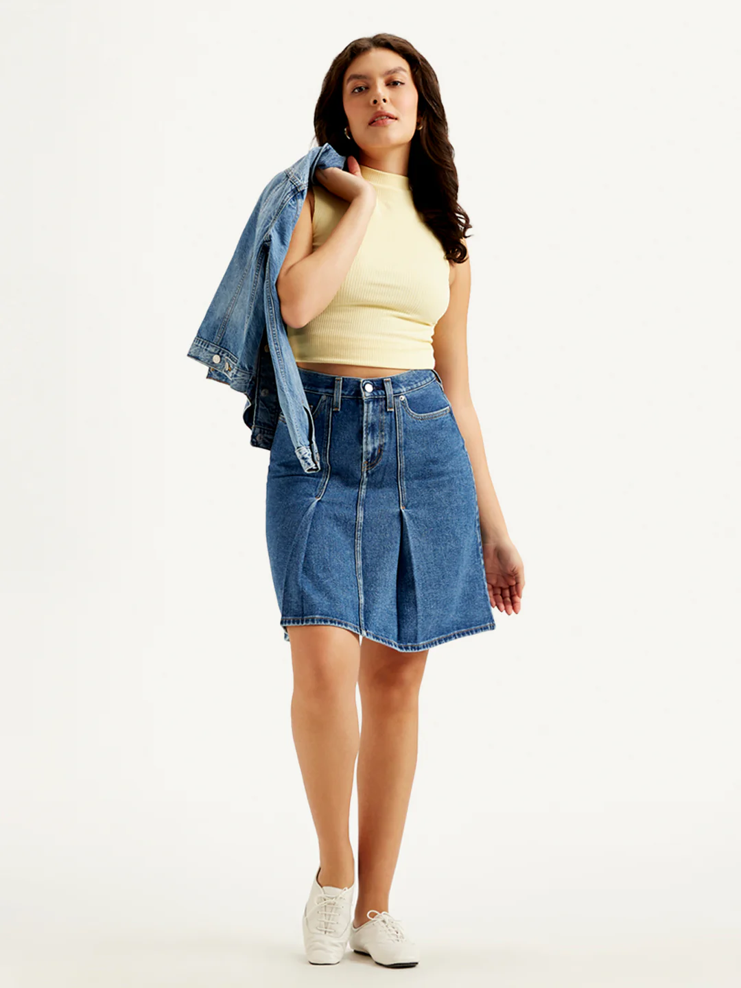 Women's High Rise Blue A-Line Skirt