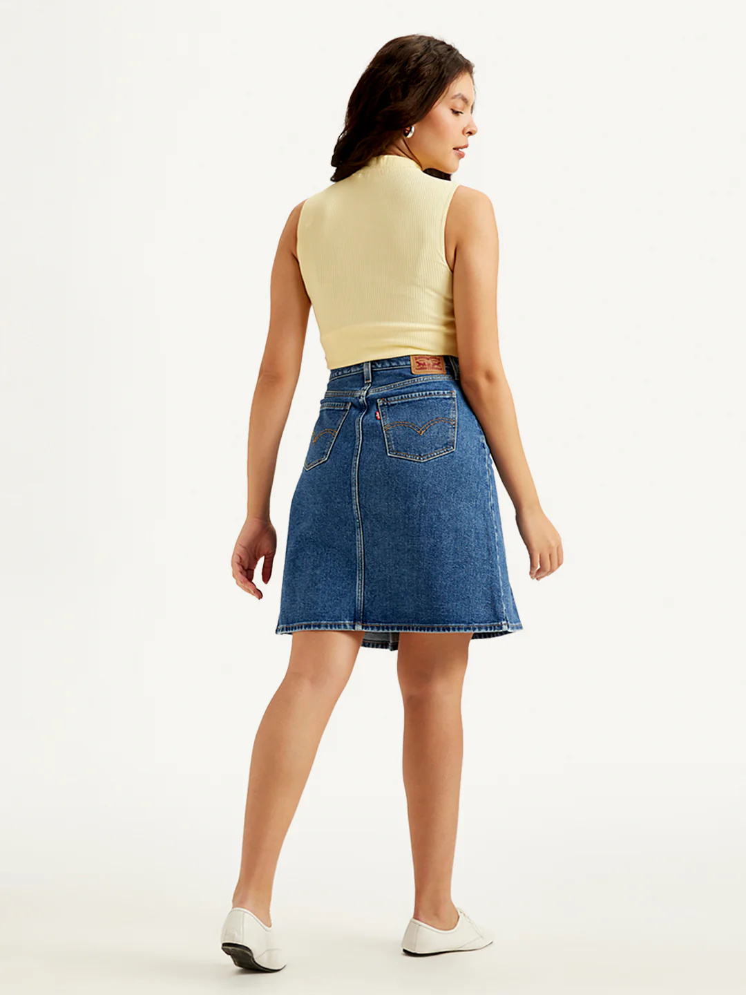 Women's High Rise Blue A-Line Skirt - Image 2