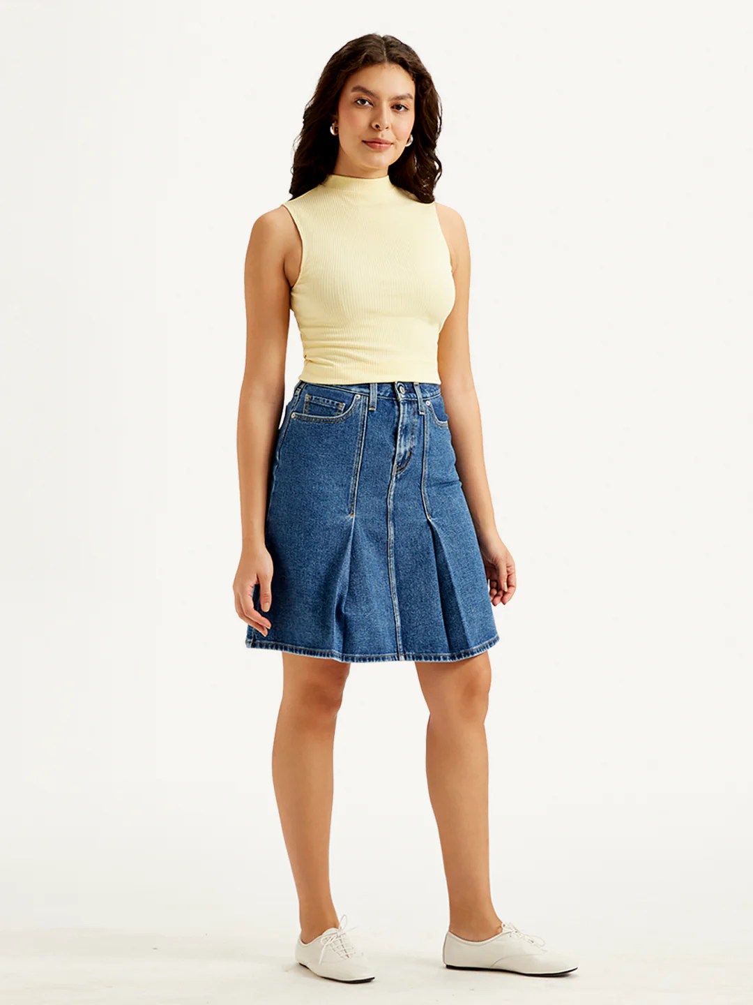 Women's High Rise Blue A-Line Skirt - Image 4