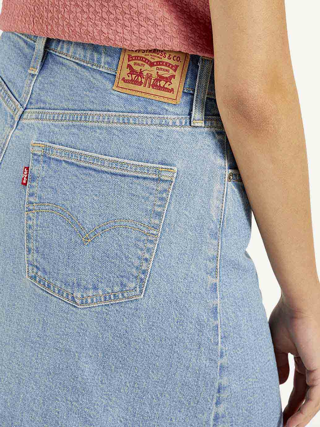 Women's High Rise Blue A-Line Skirt - Image 3