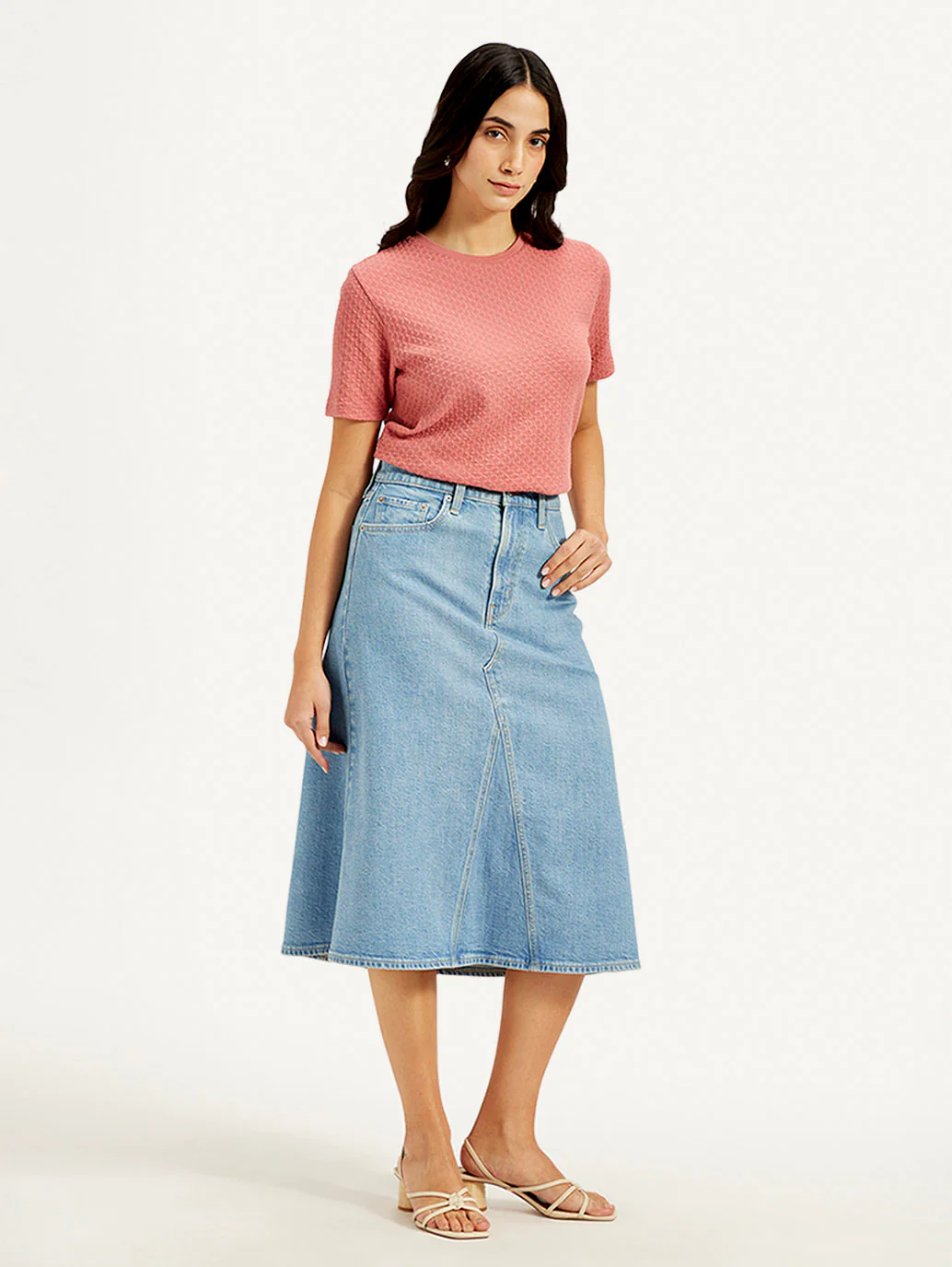 Women's High Rise Blue A-Line Skirt - Image 4