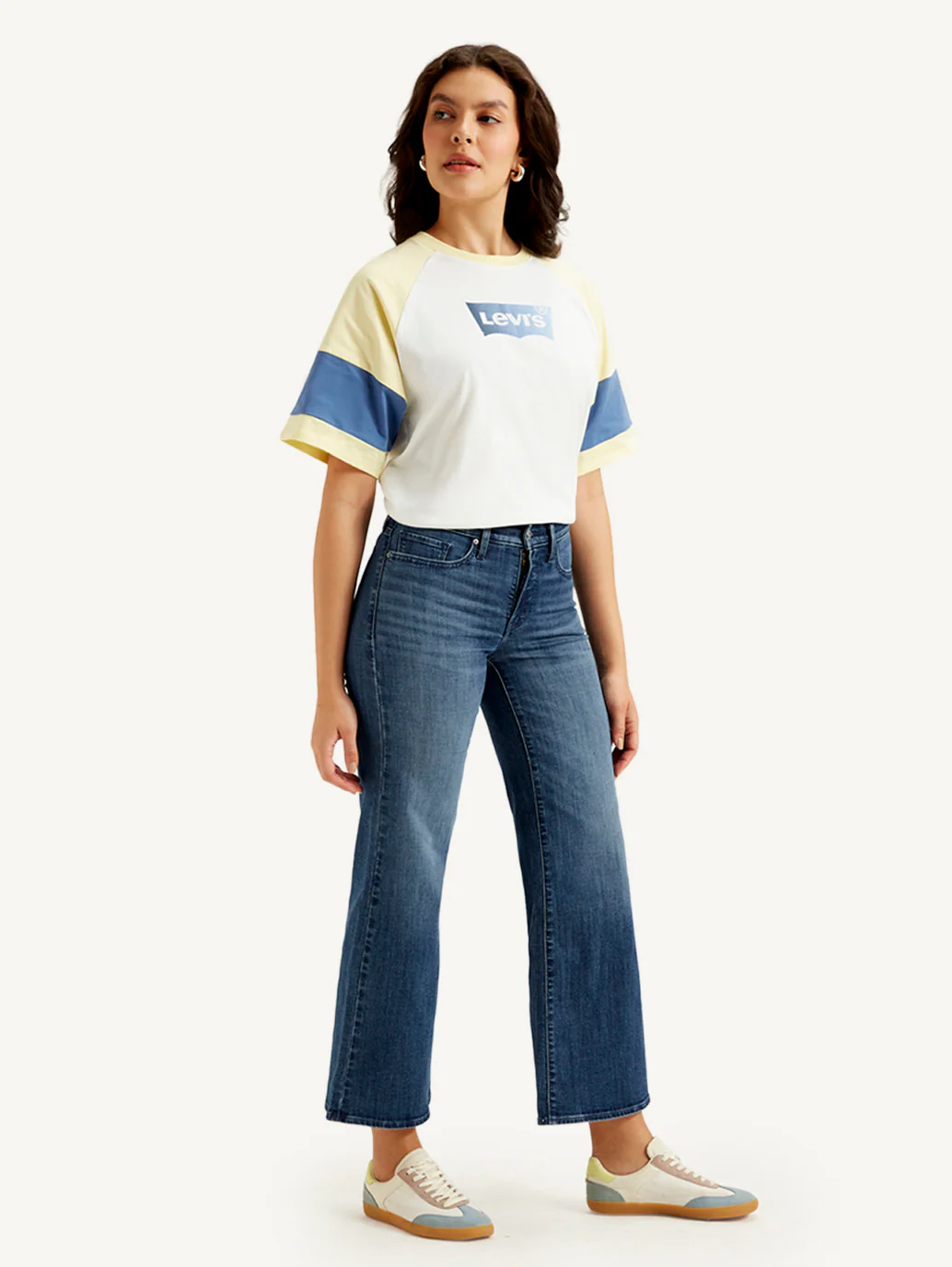 Women's 318 Blue Shaping Wide Leg Fit Mid Rise Jeans - Image 6