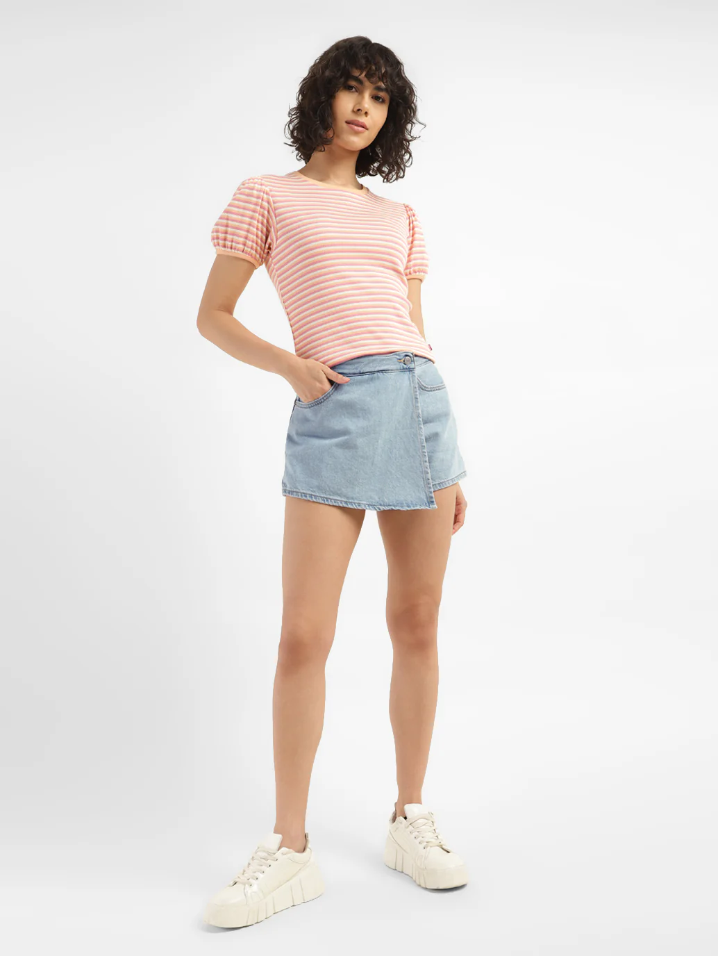 Women's High Rise Blue Regular Fit Skort