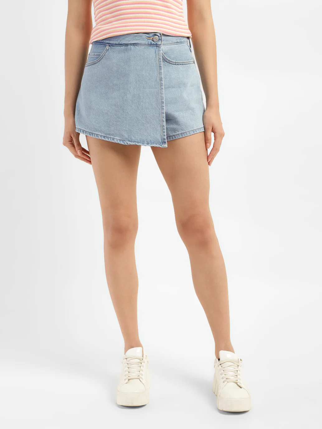 Women's High Rise Blue Regular Fit Skort - Image 7