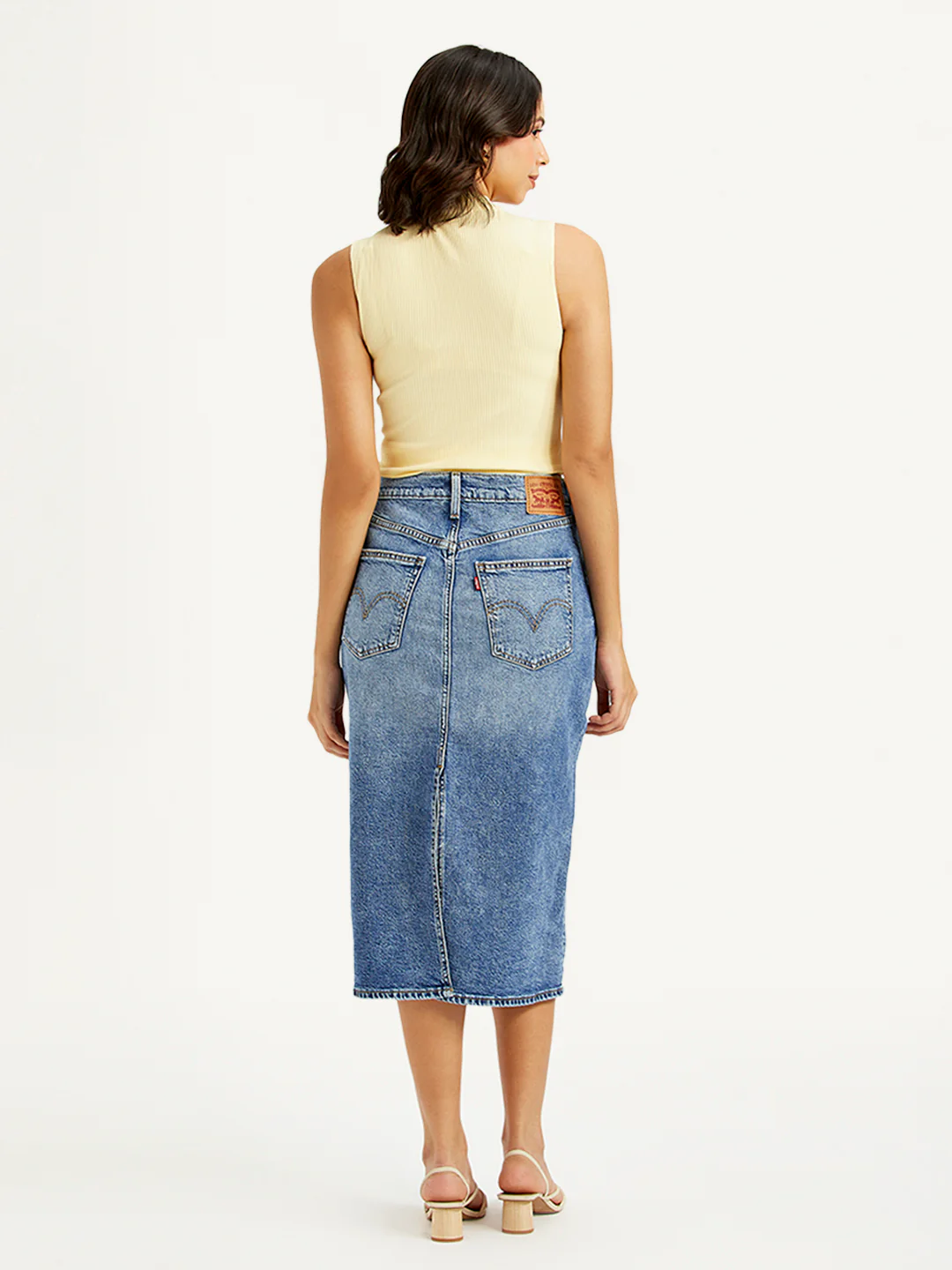 Women's High Rise Blue Straight Fit Skirt - Image 2