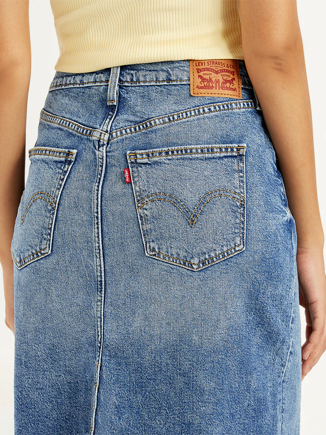 Women's High Rise Blue Straight Fit Skirt - Image 3