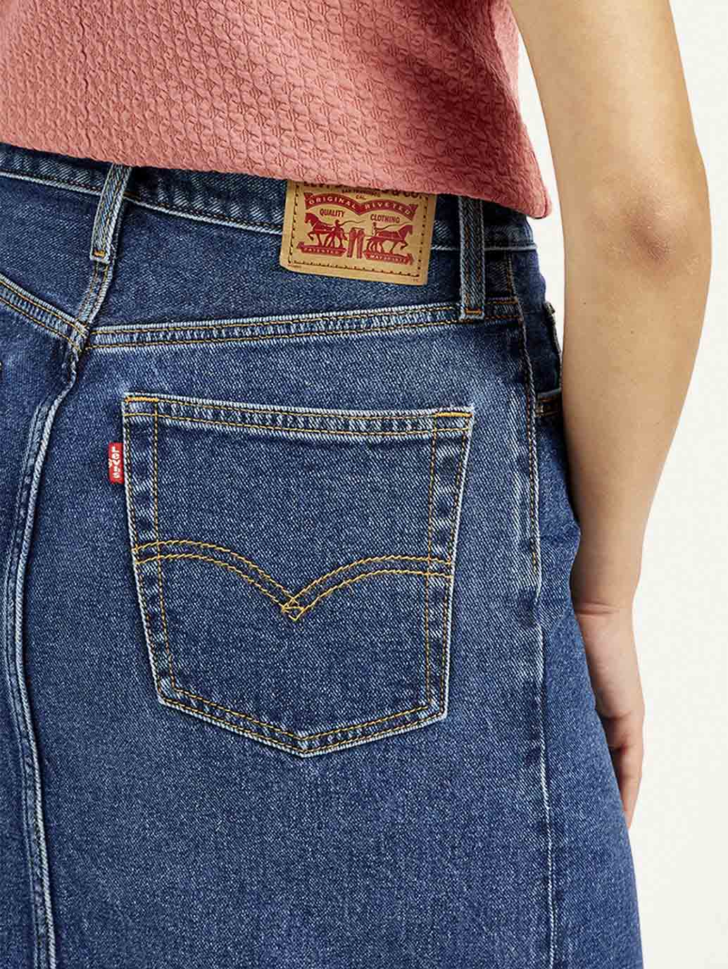 Women's High Rise Blue Straight Fit Skirt - Image 4