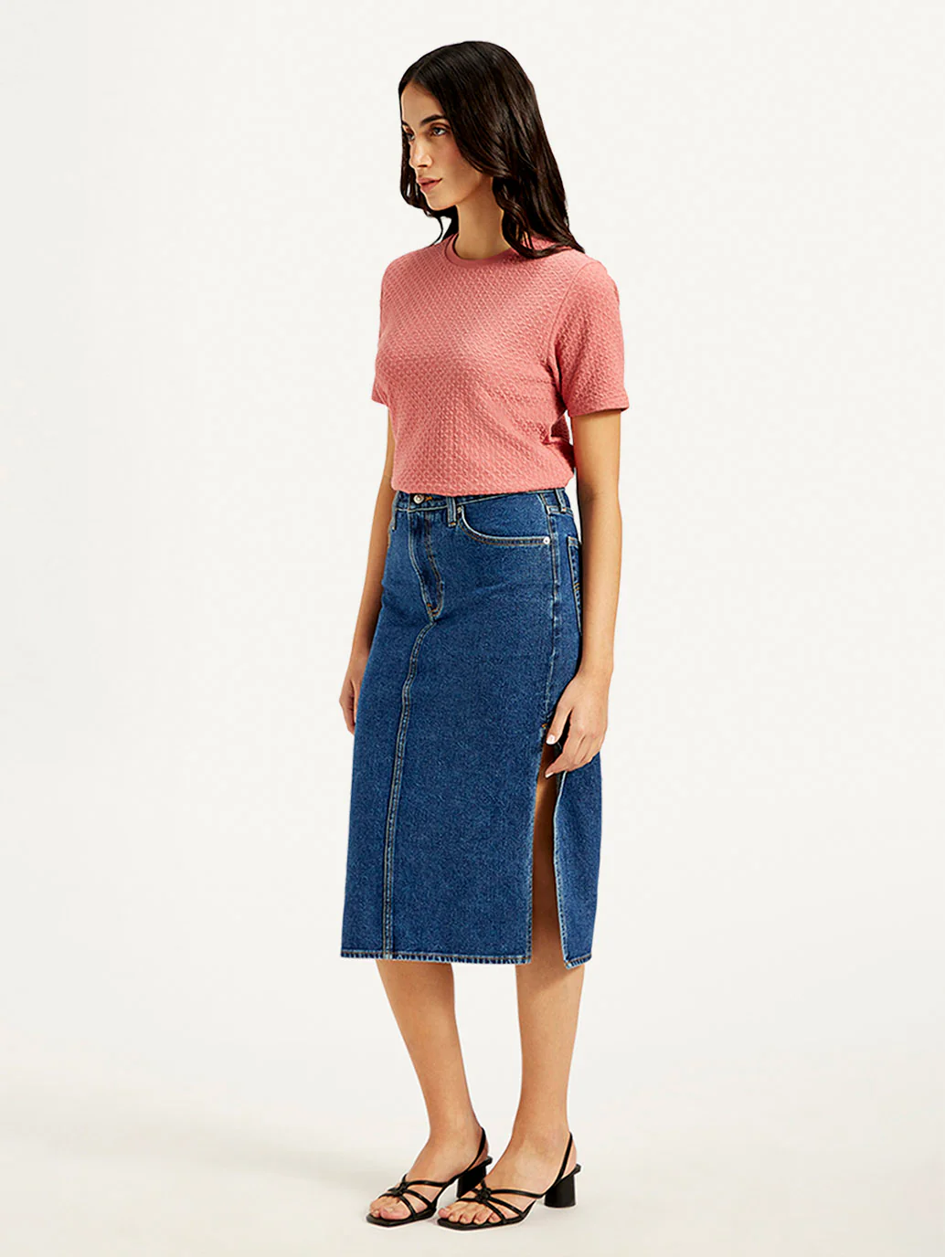 Women's High Rise Blue Straight Fit Skirt - Image 5
