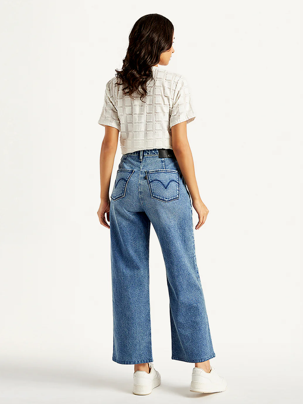 Women's Redloop Blue Mile High Wide Leg Fit High Rise Jeans - Image 3